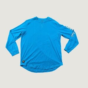 Hawx Work Gear Mens XL Blue Long Sleeve Graphic T-Shirt Reflective Logo